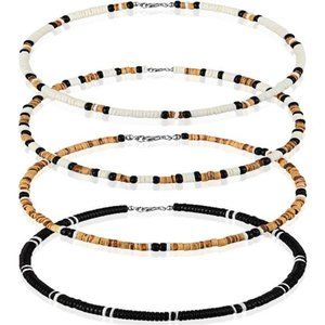 4 Pcs Puka Shell Necklace for Men Surfer Necklace Choker Beach Choker Seashell